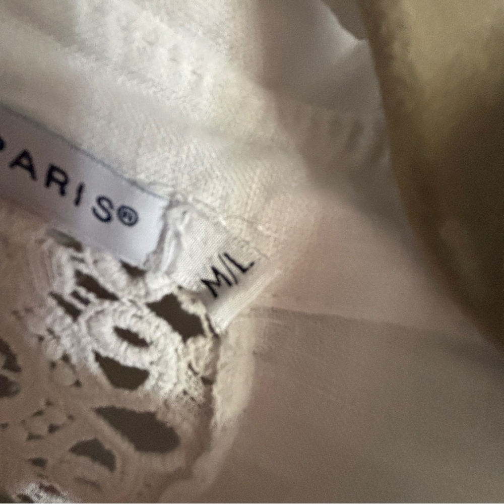 Tempo Paris 100% Linen Size M/L Made In Italy Sleeveless Shirt dress W/Lace Back - Picture 8 of 8